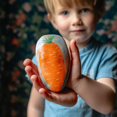 painted rock carrot garden marker