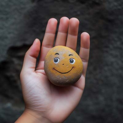 face painted on a rock