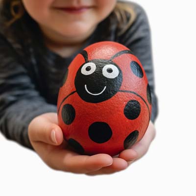 ladybug painted on a rock