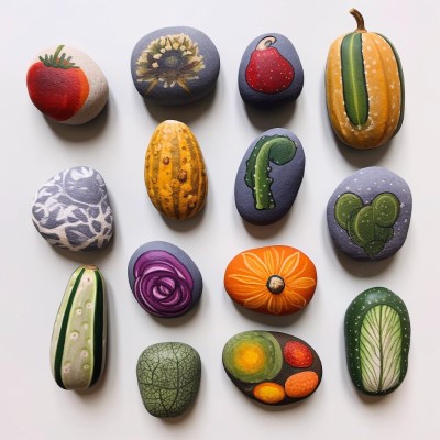 vegetables painted on a rocks