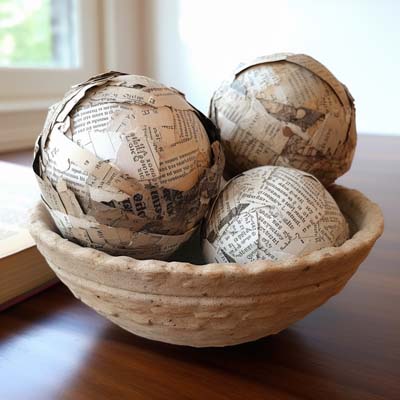 paper mache bowl with tissue paper