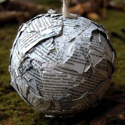 paper mache bowl ball with string loop