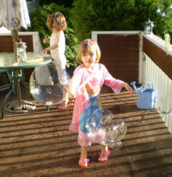 playing with homemade bubbles