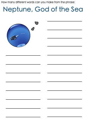 Neptune Word Mine Puzzle