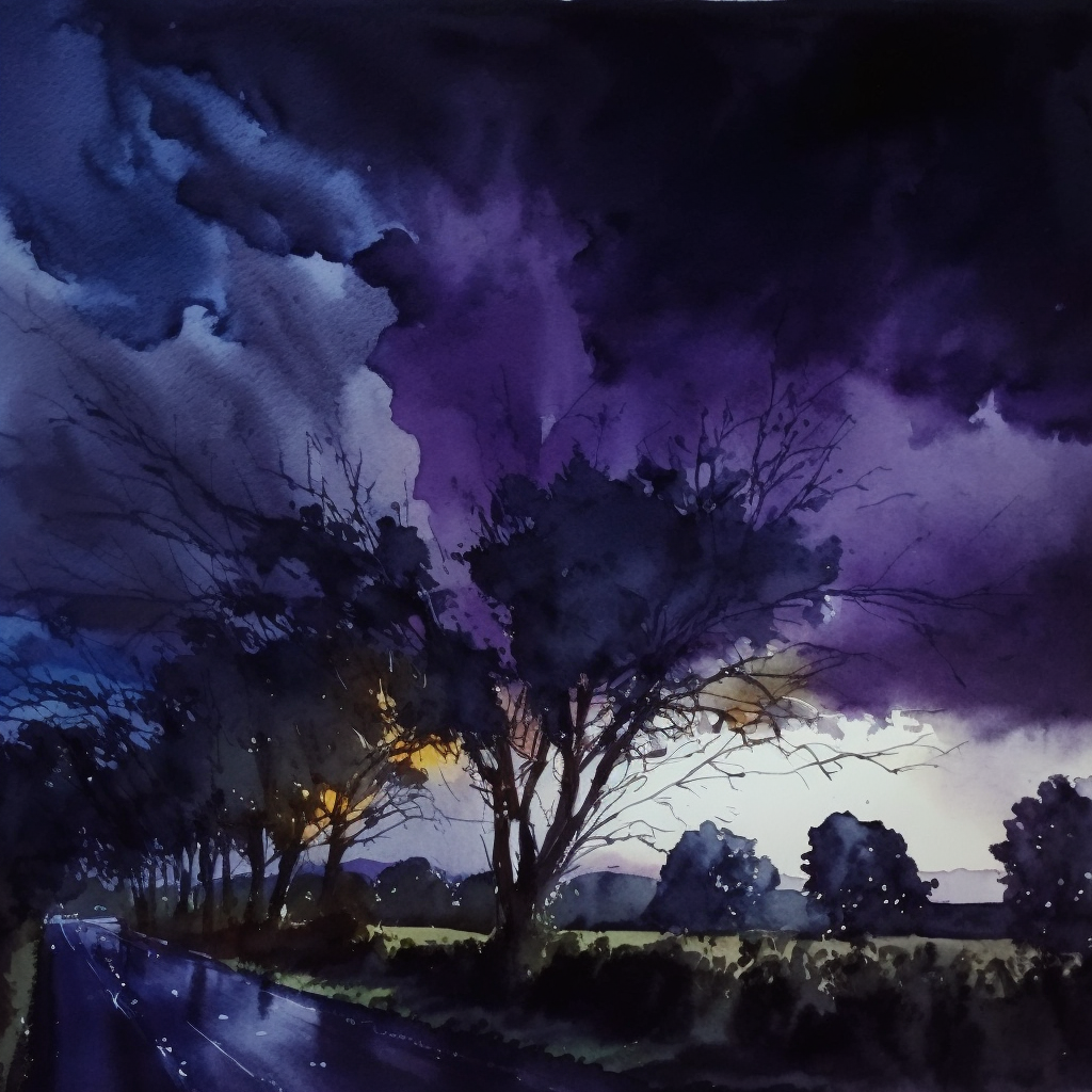 dark sky watercolor sketch - example of embracing dark colours