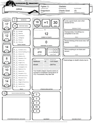 dnd character sheets