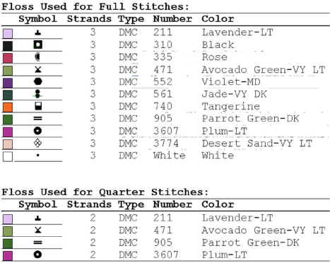 cross stitch colors