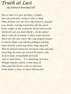 POEM: Truth at Last by Edward Rowland Sill