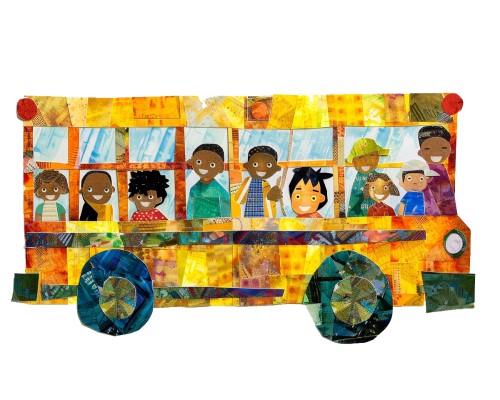 school bus collage