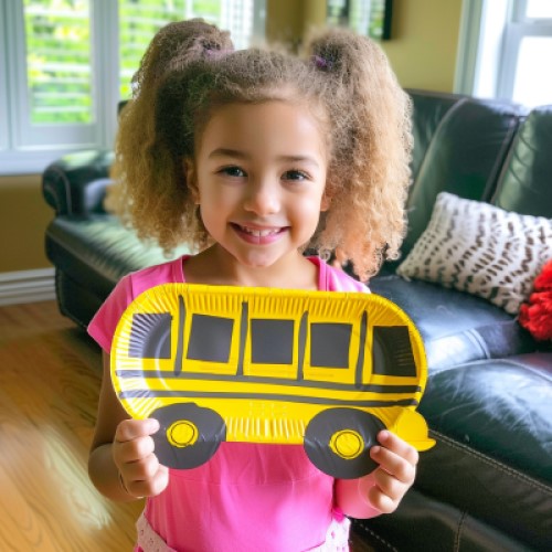 school bus paper plate craft
