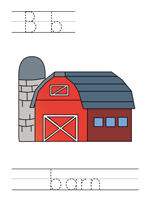 Printable print practice worksheet - Bb barn