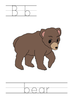 Printable print practice worksheet - Bb bear