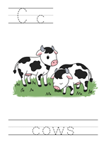 Printable print practice worksheet - Cc cows