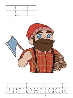 Printable print practice worksheet - Ll lumberjack