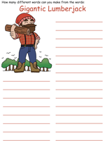 Paul Bunyan word mine puzzles
