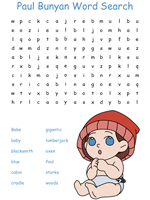 Paul Bunyan word search puzzles
