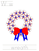 USA wreath learn to print coloring page