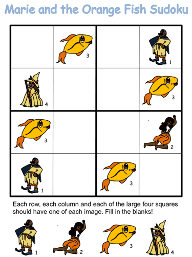 Marie and the Orange Fish Sudoku Puzzles
