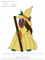Printable print practice worksheet - Ww witch