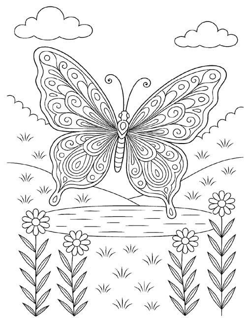 coloring page of Etain as a butterfly