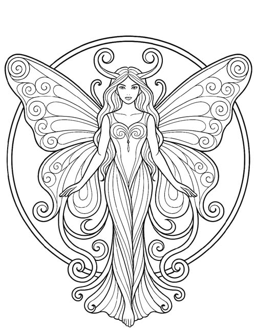 coloring page of Etain as a fairy