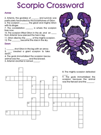 Scorpio Crossword Puzzle