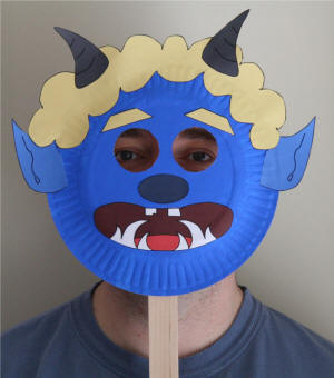 Blue Oni Paper Plate Mask