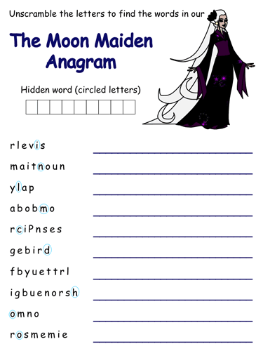 Moon Maiden Anagram Puzzle
