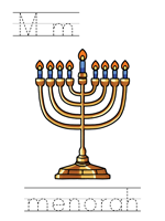 Printable print practice worksheet - Mm menorah