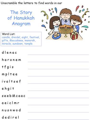 Hanukkah anagram puzzle