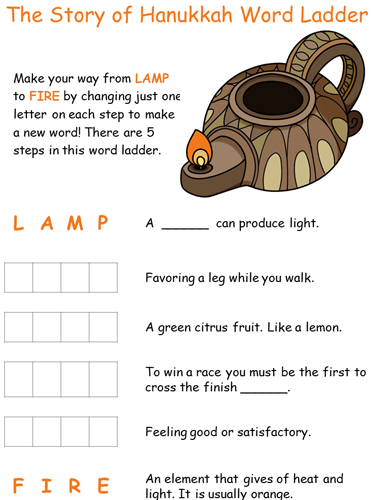 Hanukkah word ladder puzzle