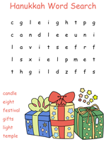 Hanukkah word search puzzle
