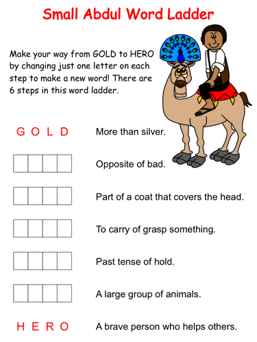 small abdul and the caliph's daughter word ladder