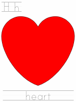 Printable print practice worksheet - Hh heart