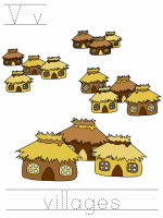 Printable print practice worksheet - Vv villages
