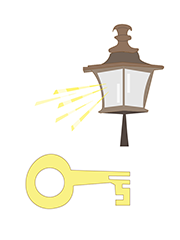 A lamp and a key.