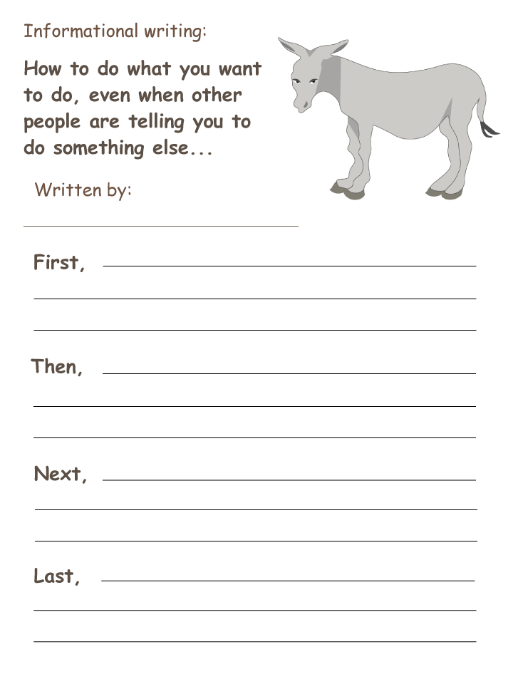 An example of an informational writing printable worksheet for this fable, in color.