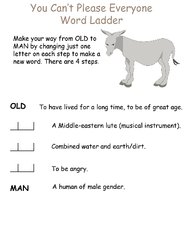 One of the word ladder worksheets for this fable.