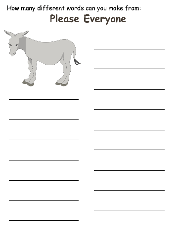 The word mine printable template for this fable.