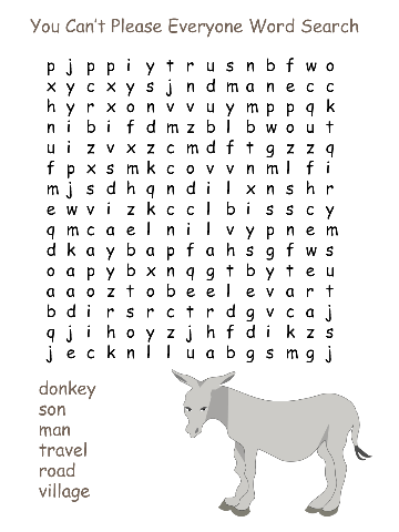 The easy, lowercase word search printable template for this fable.