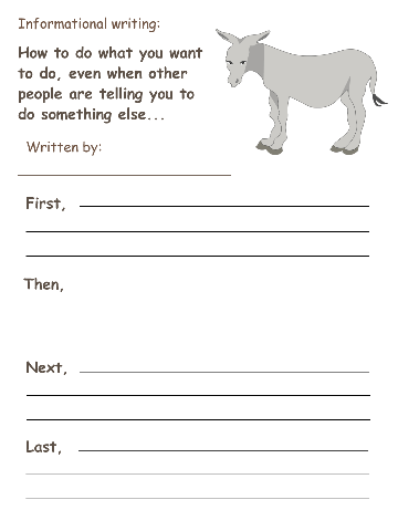 The informational writing printable template for this fable.