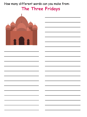 word mine printable template for this fable.