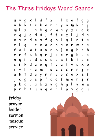 One of the word search worksheets, in colour.