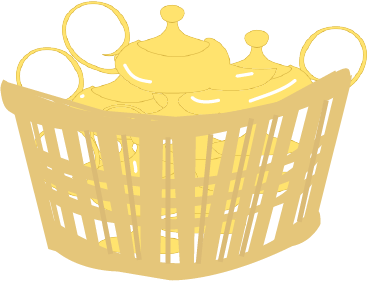 The basket of new lanterns that the magician brought to Aladdin's palace, to trade for the one with the genie.