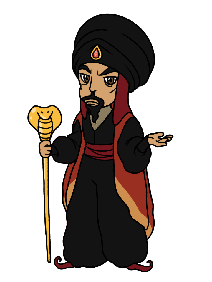 The evil magician when he first met Aladdin.
