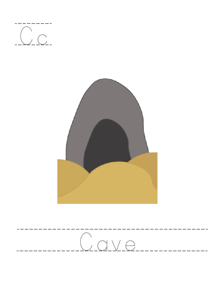 The word Cave: tracing worksheet