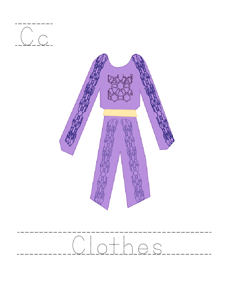 The word Clothes: tracing worksheet