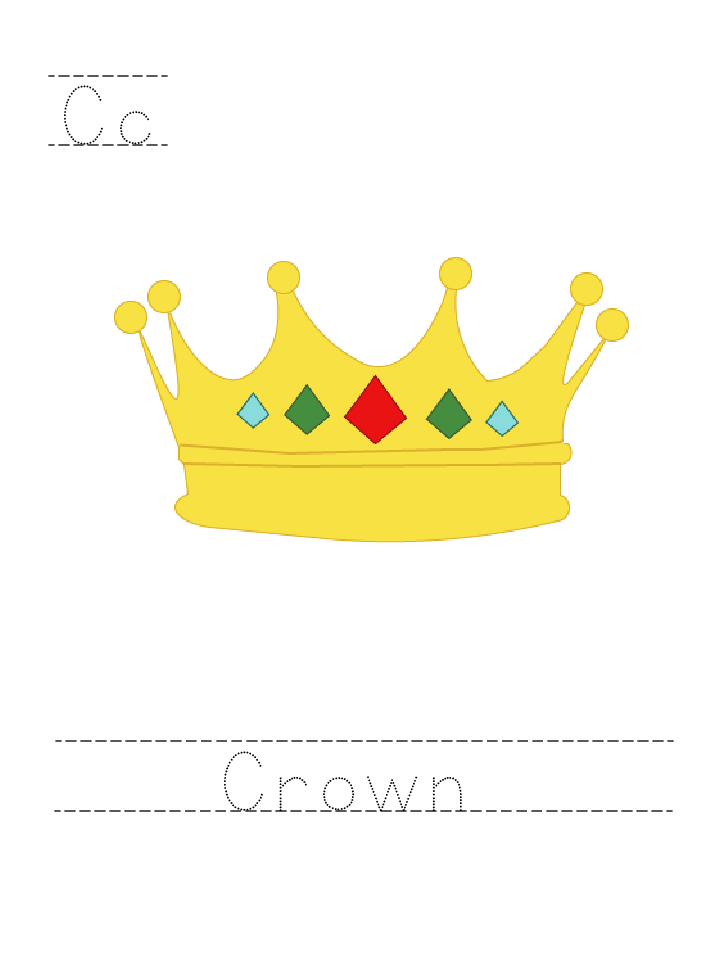 The word Crown: tracing worksheet