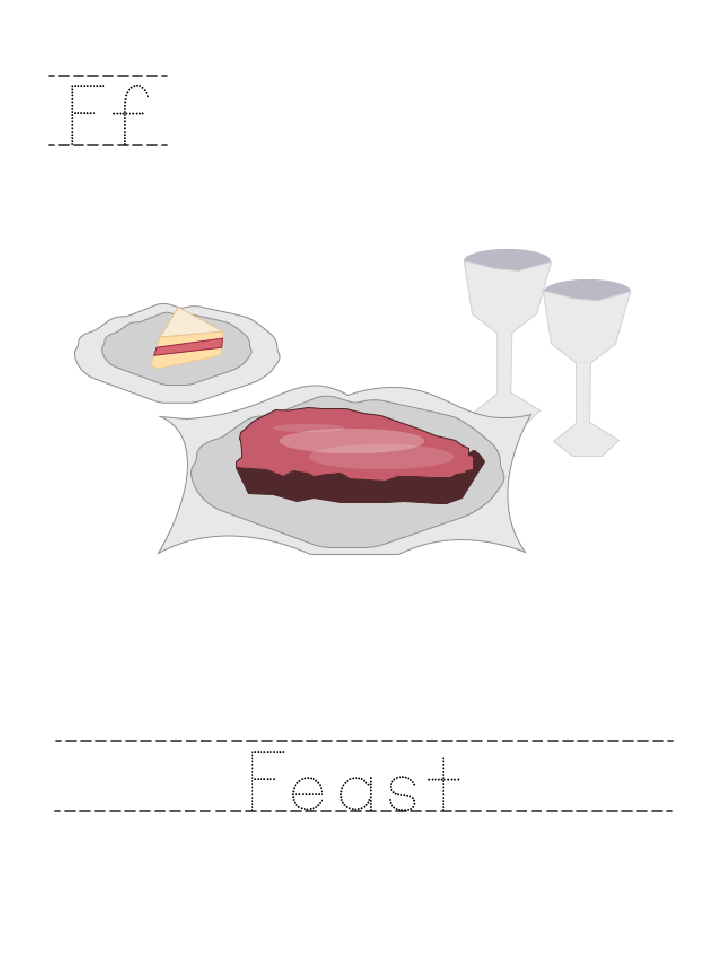 The word Feast: tracing worksheet