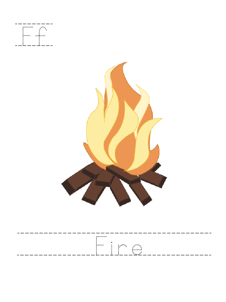 The word Fire: tracing worksheet